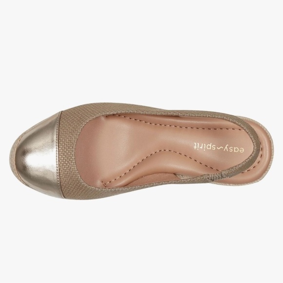EASY SPIRIT MARGIE NWT Size 8.5M Women's Gold and Tan Wedge Slingbacks - Picture 3 of 8